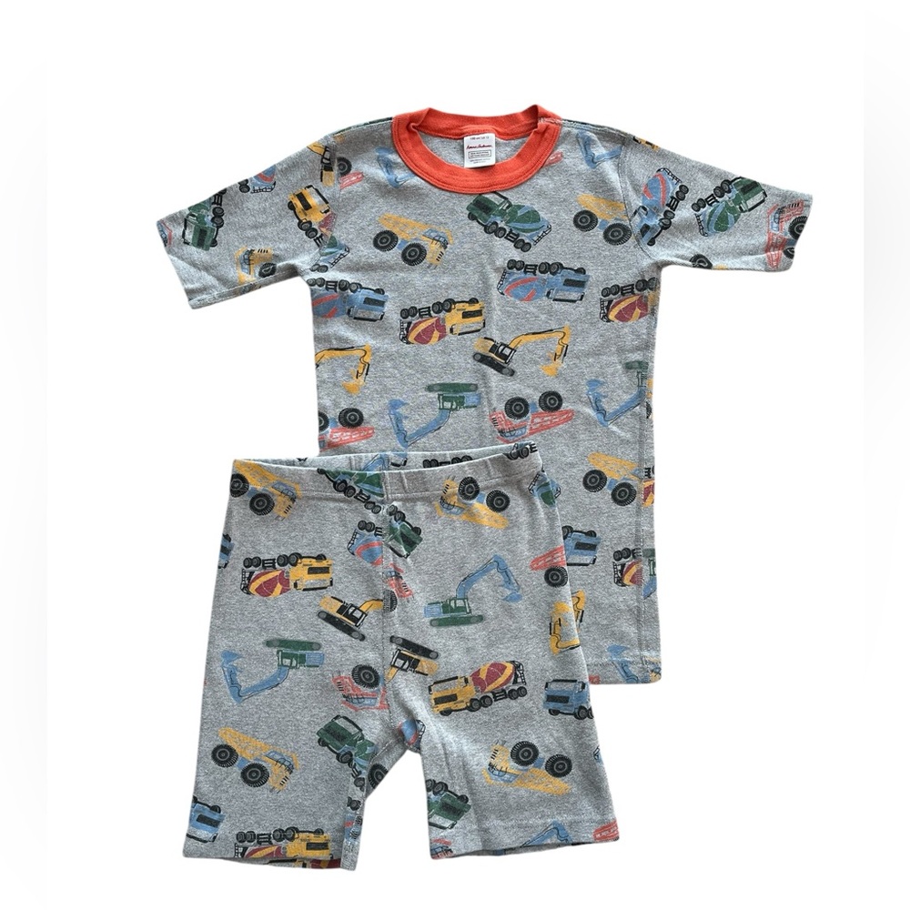 Hanna Andersson Truck Themed Pajamas, Grey and Orange Color, Size 150 cm/US 12